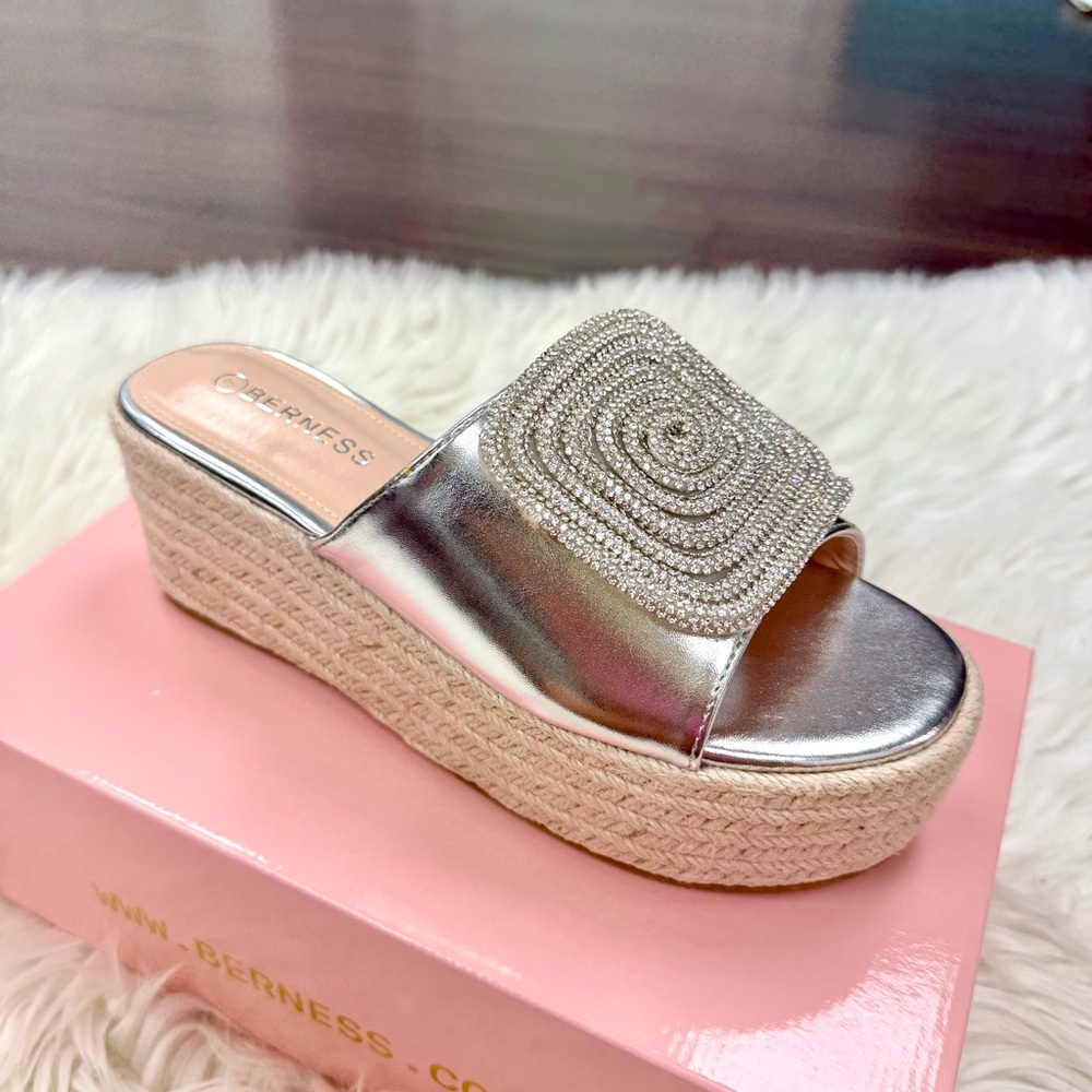 Silver Platform Rhinestone Sandal - Picture 2 of 5